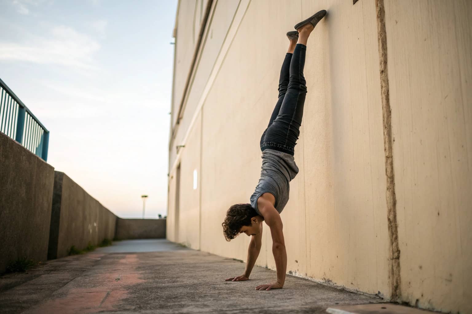 handstand on a wall