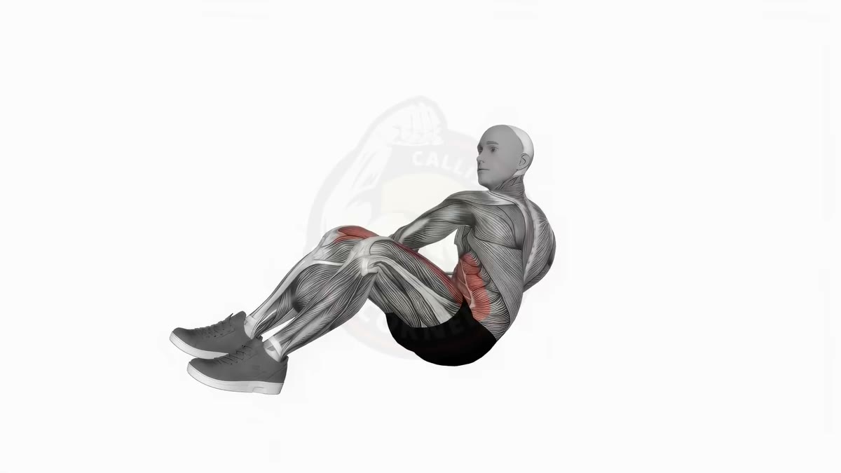 Animation de la technique des russian twists pour les obliques